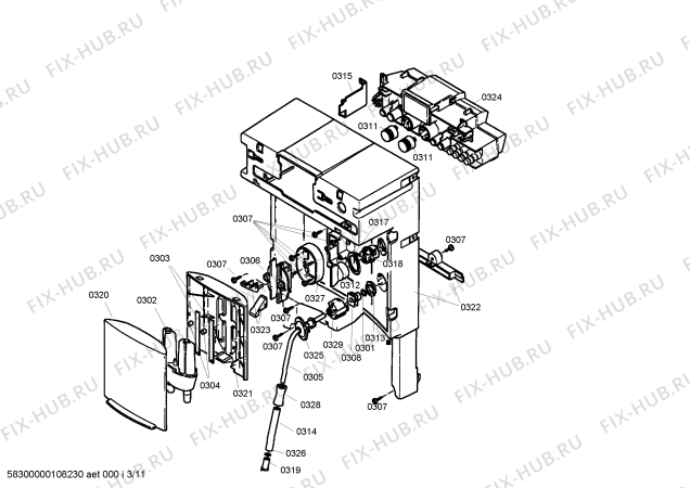 Схема №9 TK68E570 с изображением Панель для кофеварки (кофемашины) Siemens 00444426