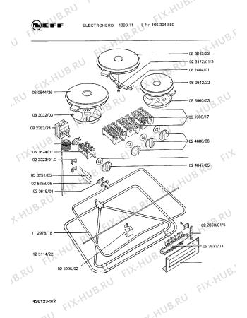 Взрыв-схема плиты (духовки) Neff 195304850 1393.11 - Схема узла 02