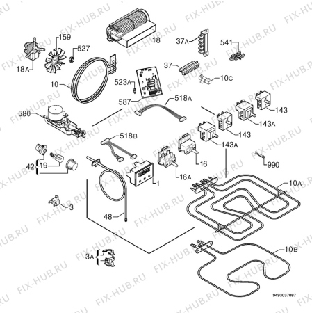 Взрыв-схема плиты (духовки) Privileg 383287_60805 - Схема узла Electrical equipment 268