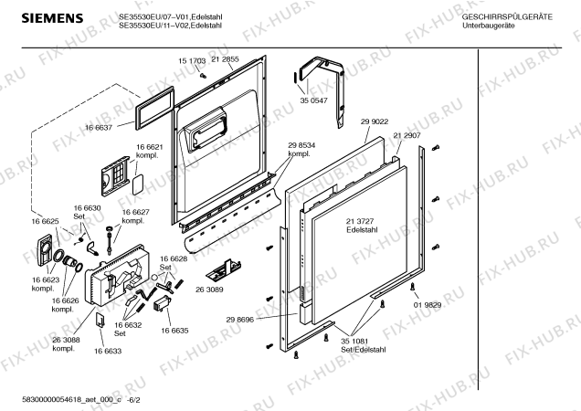 Взрыв-схема посудомоечной машины Siemens SE35530EU - Схема узла 02