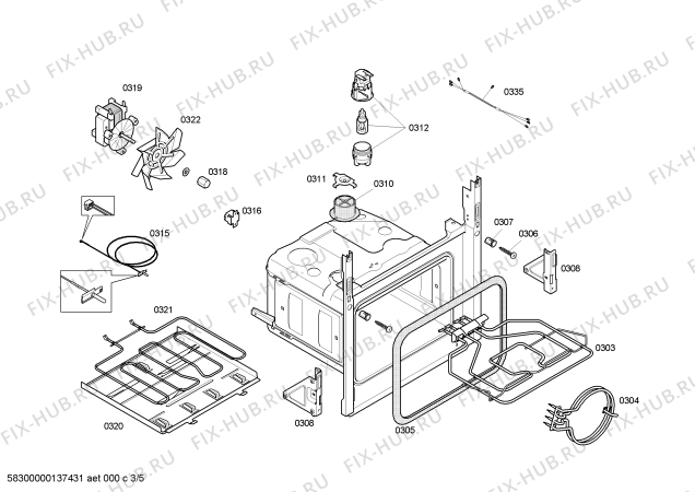 Взрыв-схема плиты (духовки) Bosch HBB56C550E - Схема узла 03