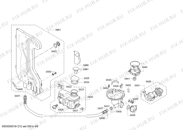 Взрыв-схема посудомоечной машины Bosch SMS53N82EU SilencePlus Serie 6 - tp3 - Схема узла 04