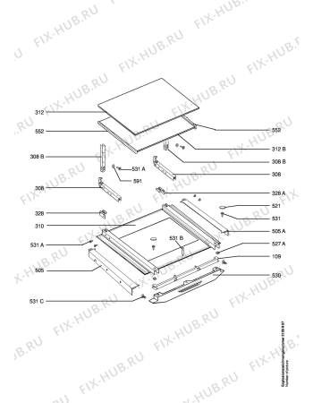Взрыв-схема плиты (духовки) Aeg B4140-D - Схема узла Door 003