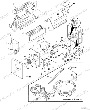 Взрыв-схема холодильника Electrolux ERL6296XX3 - Схема узла Icemaker