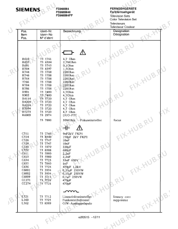 Схема №11 FS998M4II с изображением Диод для жк-телевизора Siemens 00738402