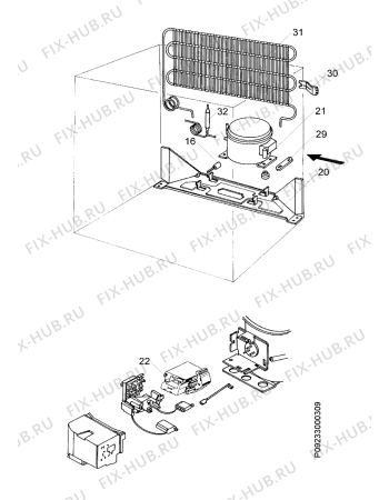 Взрыв-схема холодильника Zanussi ZV17 - Схема узла Cooling system 017