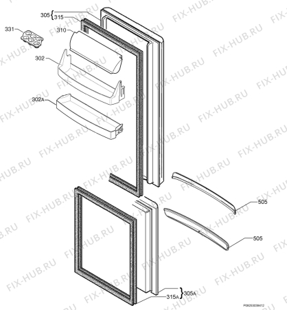 Взрыв-схема холодильника Electrolux ENA34305W1 - Схема узла Door 003