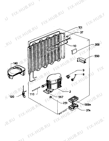 Взрыв-схема холодильника Zanussi Z6163T - Схема узла Cooling system 017