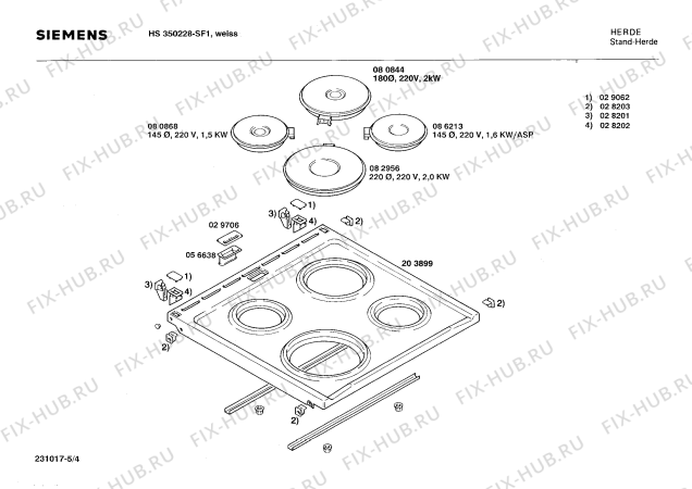 Взрыв-схема плиты (духовки) Siemens HS350228 - Схема узла 04
