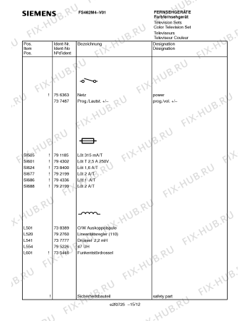 Схема №12 FS462M4 с изображением Инструкция по эксплуатации для жк-телевизора Siemens 00531354