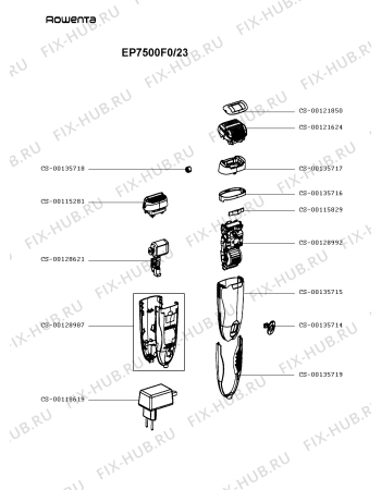 Схема №1 EP7500F0/23 с изображением Элемент корпуса для электробритвы Rowenta CS-00135715