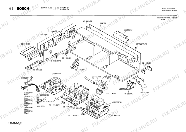 Взрыв-схема стиральной машины Bosch 0722044341 V720 - Схема узла 02