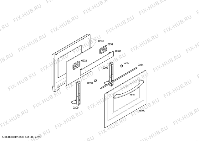 Схема №3 3HF505BP с изображением Передняя часть корпуса для плиты (духовки) Bosch 00662506