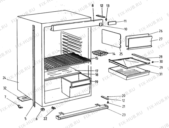 Взрыв-схема холодильника Unknown RJS 169 - Схема узла C10 Cabinet/Interior