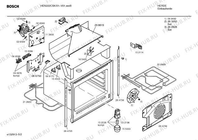 Схема №5 HEN222CSK с изображением Инструкция по эксплуатации для электропечи Bosch 00522553