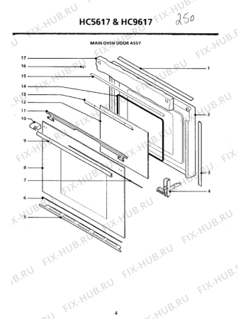 Взрыв-схема плиты (духовки) Zanussi HC9617 - Схема узла Door, main (large)