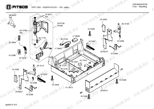 Взрыв-схема посудомоечной машины Pitsos SGSPIA1EU DPS7302 - Схема узла 05
