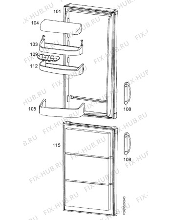 Взрыв-схема холодильника Aeg S301-6KG - Схема узла Door 003