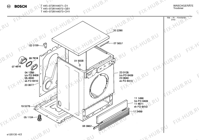 Взрыв-схема сушильной машины Bosch 0728144072 T445 - Схема узла 02