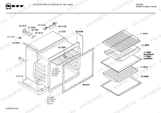 Взрыв-схема плиты (духовки) Neff E3112W1NL NL-JOKER 315 B - Схема узла 06
