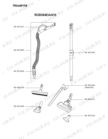 Взрыв-схема пылесоса Rowenta RO8364EA/410 - Схема узла ZP005770.7P3