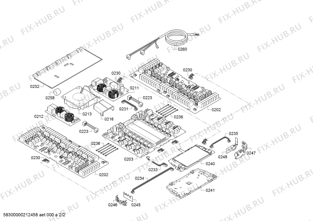Взрыв-схема плиты (духовки) Gaggenau CX492100 - Схема узла 02