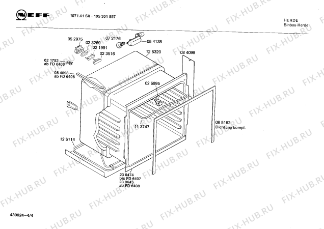 Взрыв-схема плиты (духовки) Neff 195301857 1071.41SX - Схема узла 04
