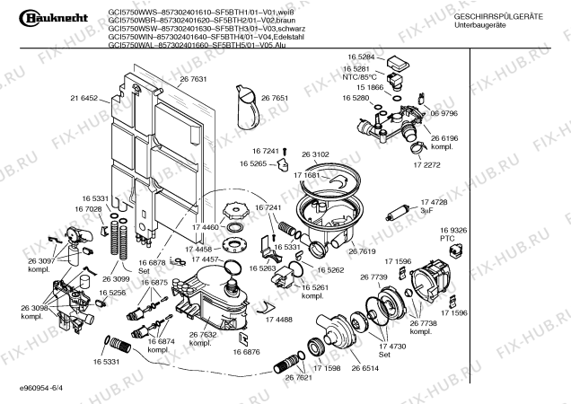 Схема №5 SF5BTH5 GCI5750WAL с изображением Кнопка для посудомойки Siemens 00183663