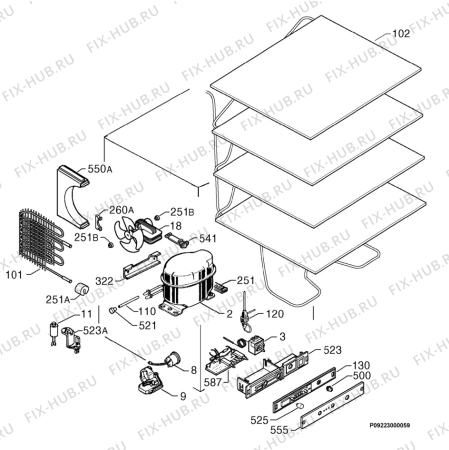 Взрыв-схема холодильника Electrolux EU6136U - Схема узла Cooling system 017