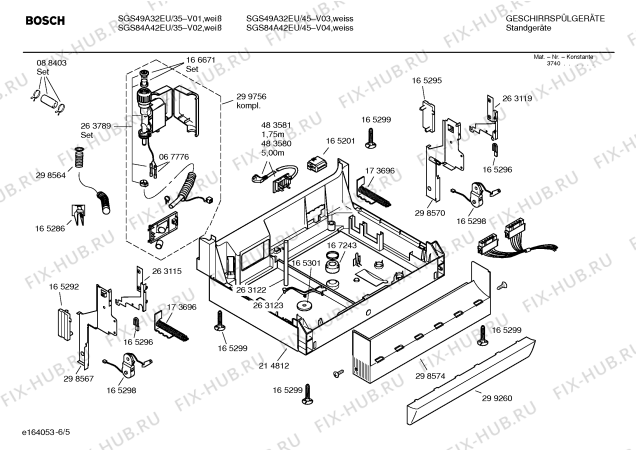 Взрыв-схема посудомоечной машины Bosch SGS84A42EU Exclusiv - Схема узла 05