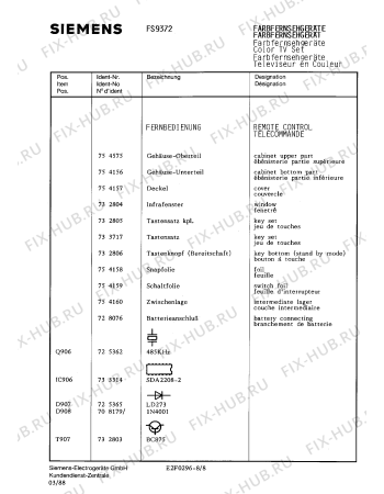Схема №7 FS9372 с изображением Панель для телевизора Siemens 00782044