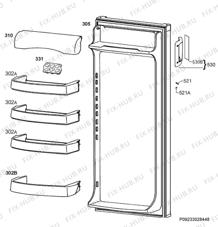 Взрыв-схема холодильника Aeg Electrolux S32440KSS0 - Схема узла Door 003