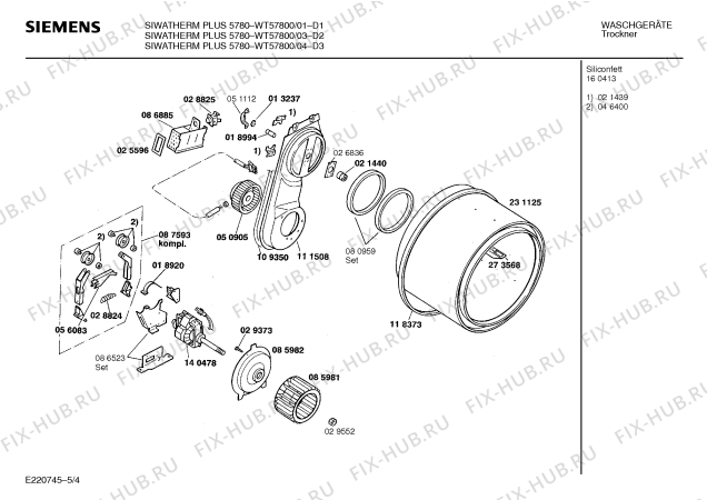 Взрыв-схема сушильной машины Siemens WT57800 SIWATHERM PLUS 5780 - Схема узла 04