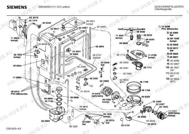 Взрыв-схема посудомоечной машины Siemens SN54203EU - Схема узла 02