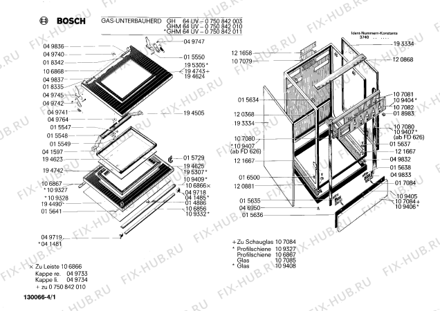 Схема №4 0750842003 GH64UV с изображением Трансформатор поджига для электропечи Bosch 00074398