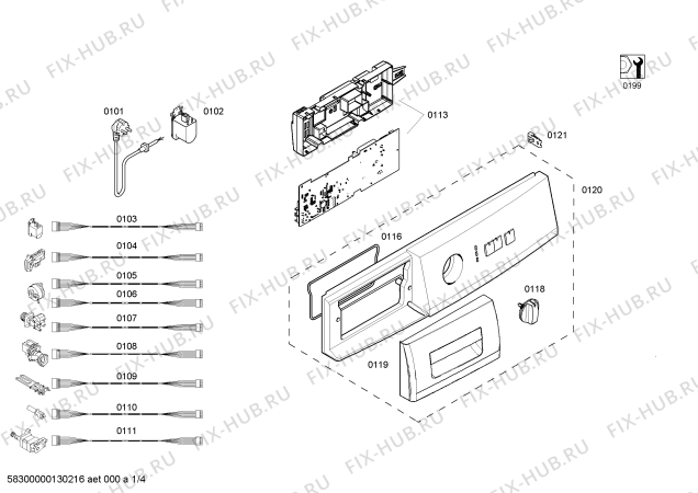 Схема №3 WM10E060IL с изображением Панель управления для стиралки Siemens 00668746