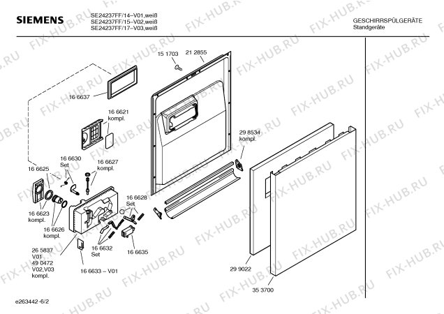 Схема №5 SE24237FF с изображением Инструкция по эксплуатации для посудомойки Siemens 00580702