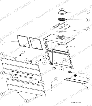 Взрыв-схема вытяжки Aeg Electrolux X99384MV0 - Схема узла Section 1