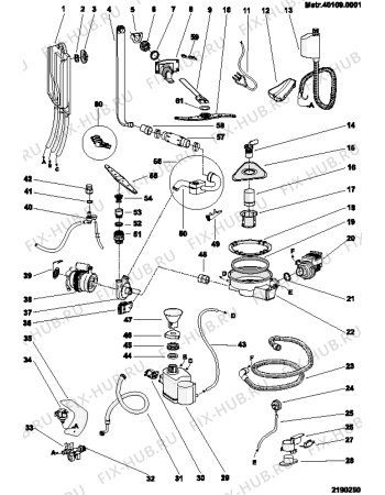 Взрыв-схема посудомоечной машины Ariston LVO68DUOIXUK (F028285) - Схема узла