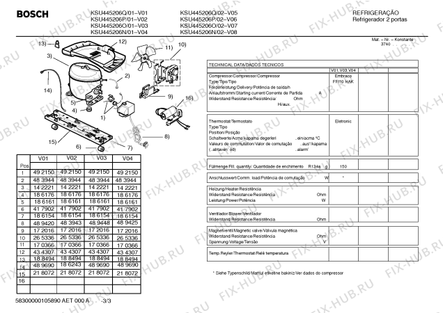 Взрыв-схема холодильника Bosch KSU445206Q NO FROST - Схема узла 03