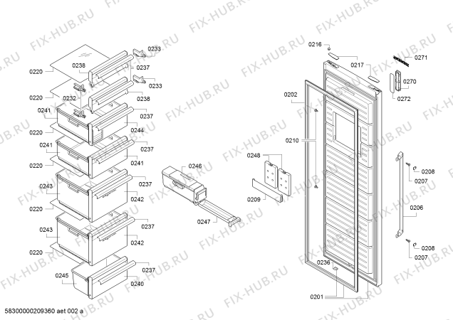 Схема №3 GS36NAW3P Siemens с изображением Ручка двери для холодильника Siemens 00777356