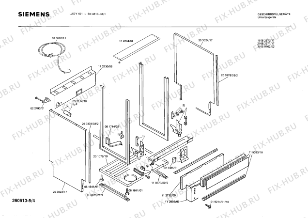 Взрыв-схема посудомоечной машины Siemens SN4510 - Схема узла 04