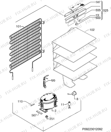 Взрыв-схема холодильника Rex Electrolux CP1201 - Схема узла Cooling system 017