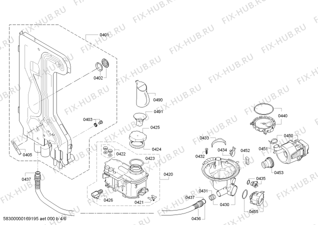Взрыв-схема посудомоечной машины Bosch SMV40D30EU - Схема узла 04