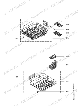 Взрыв-схема посудомоечной машины Aeg FAV34050I-M - Схема узла Baskets, tubes 061