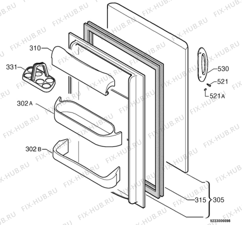 Взрыв-схема холодильника Electrolux ERT1374 - Схема узла Door 003
