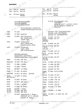 Схема №12 FS8167 с изображением Инструкция по эксплуатации для телевизора Siemens 00530340