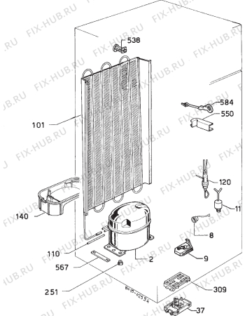 Взрыв-схема холодильника Zoppas PTD29W - Схема узла Cooling system 017