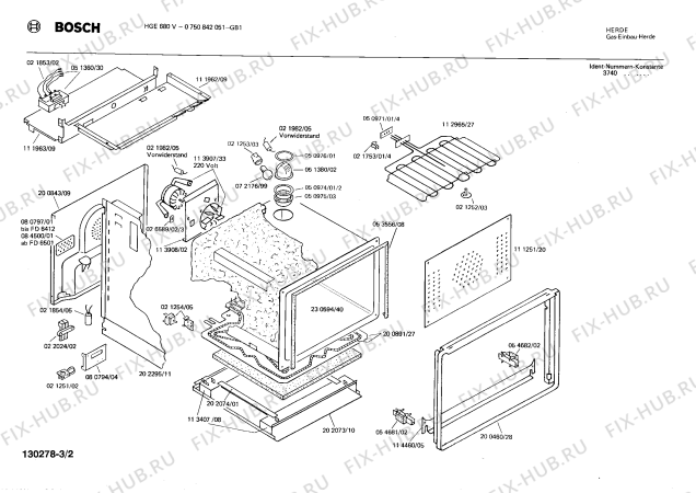 Взрыв-схема плиты (духовки) Bosch 0750842051 HGE680V - Схема узла 02