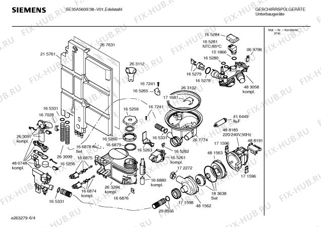Схема №6 SE35A560II с изображением Инструкция по эксплуатации для посудомойки Siemens 00585271